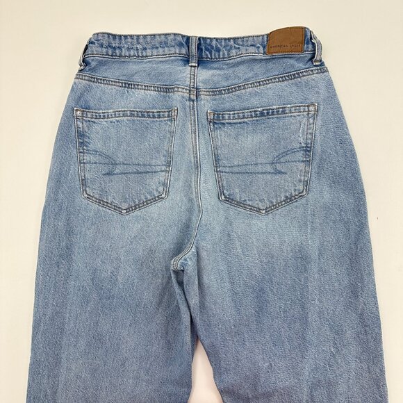 American Eagle Mom Jeans Distressed Women's size 4 Long Medium Blue Denim Jeans - Picture 5 of 5